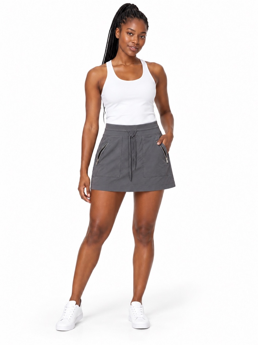 Athleta Trekkie Hiking Skort Gray Blue Built-In Shorts Women’s Size 4